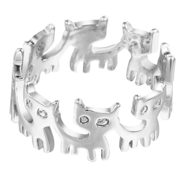 Gold Tone or Silver Tone Cat Band Ring Size 6 - Picture 5 of 8